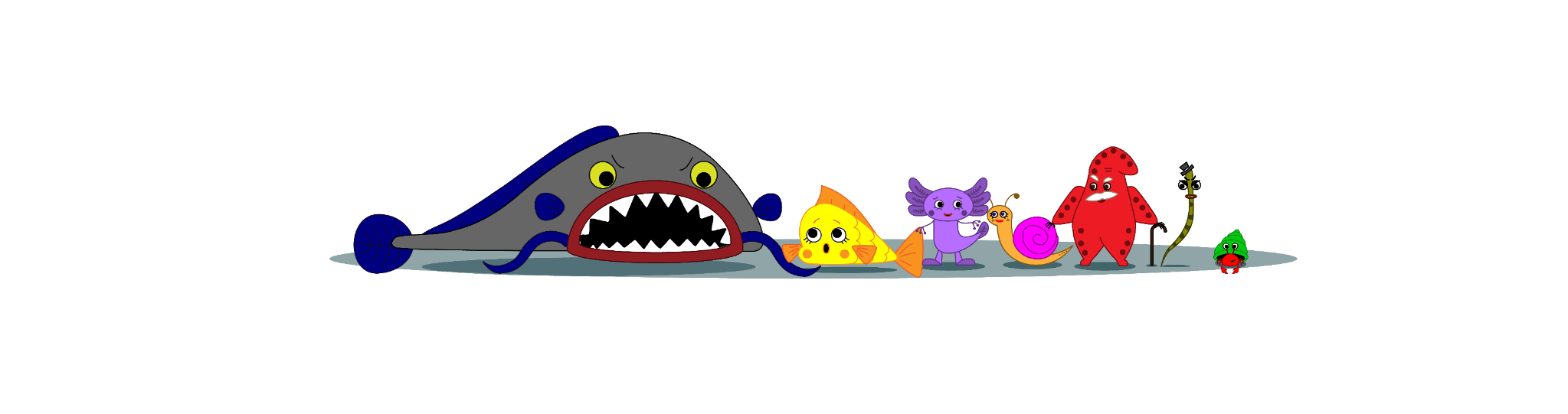 Little Axolotl and friends character lineup